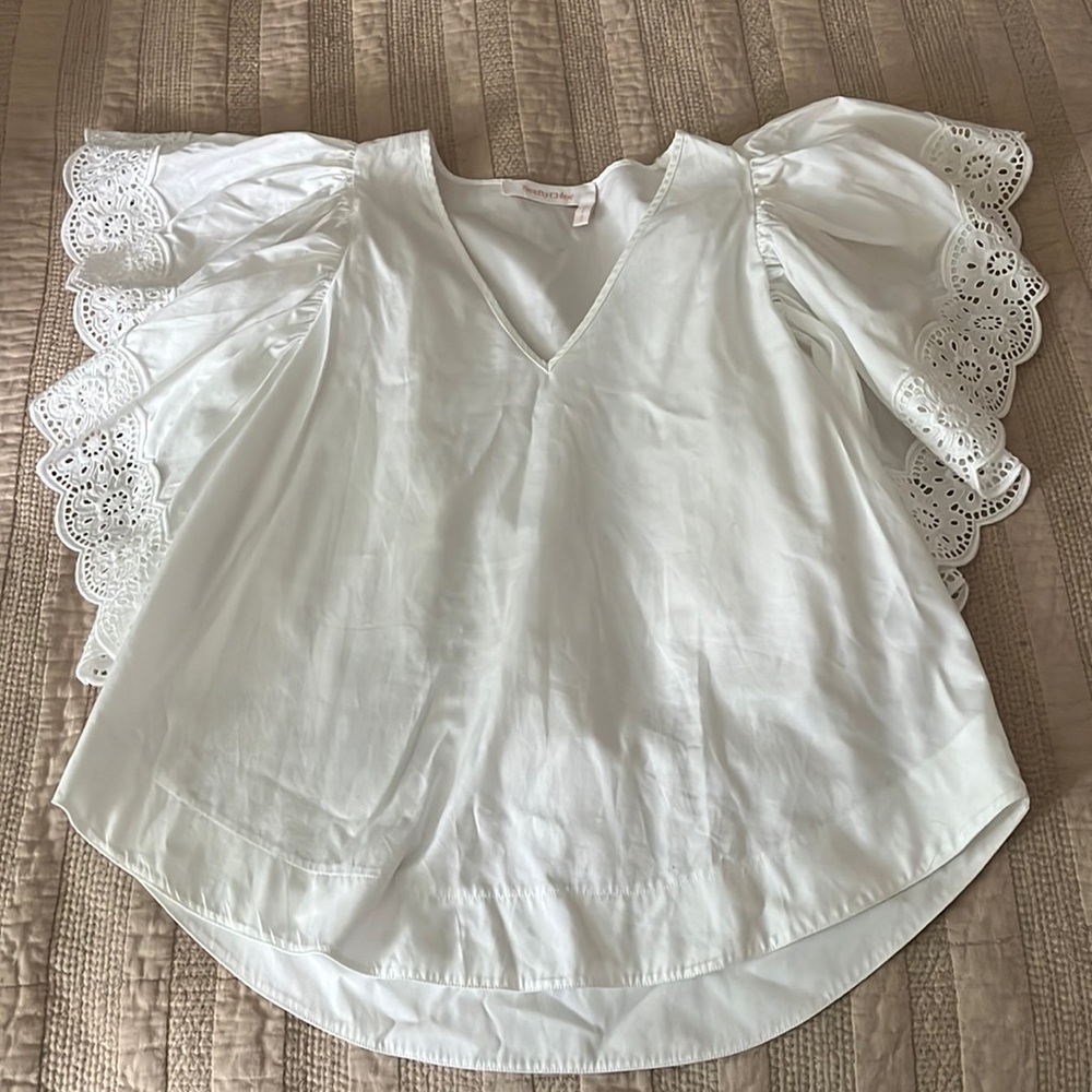 See By Chloe Cotton Flutter Sleeve Top